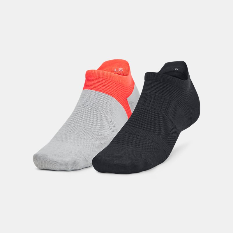 Unisex sokken Under Armour ArmourDry™ Run Lite 2-Pack No Show Tab Mod Grijs / Zwart / Reflecterend M